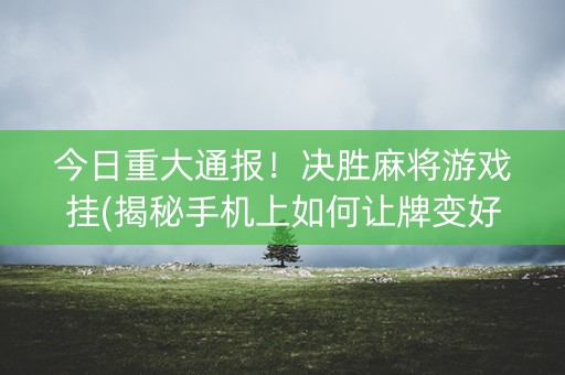 今日重大通报！决胜麻将游戏挂(揭秘手机上如何让牌变好)