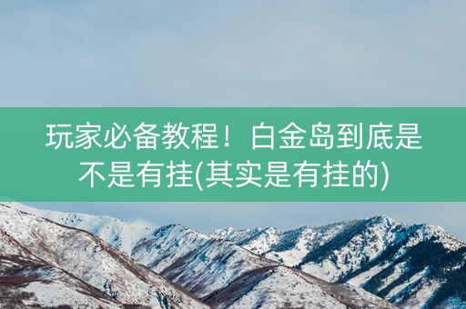 玩家必备教程！白金岛到底是不是有挂(其实是有挂的)