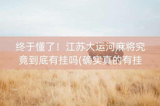 终于懂了！江苏大运河麻将究竟到底有挂吗(确实真的有挂)