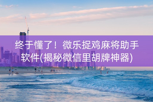 终于懂了！微乐捉鸡麻将助手软件(揭秘微信里胡牌神器)