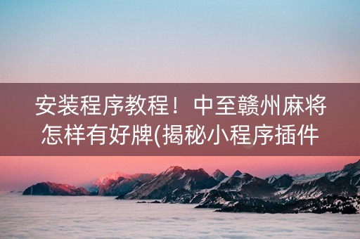 安装程序教程！中至赣州麻将怎样有好牌(揭秘小程序插件免费)