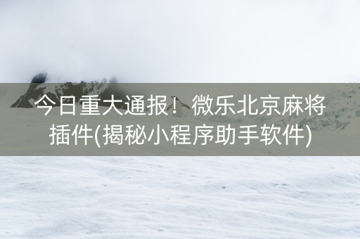 今日重大通报！微乐北京麻将插件(揭秘小程序助手软件)