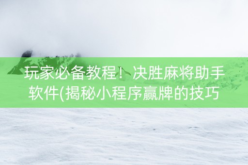 玩家必备教程！决胜麻将助手软件(揭秘小程序赢牌的技巧)