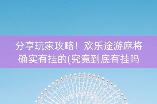 分享玩家攻略！欢乐途游麻将确实有挂的(究竟到底有挂吗)