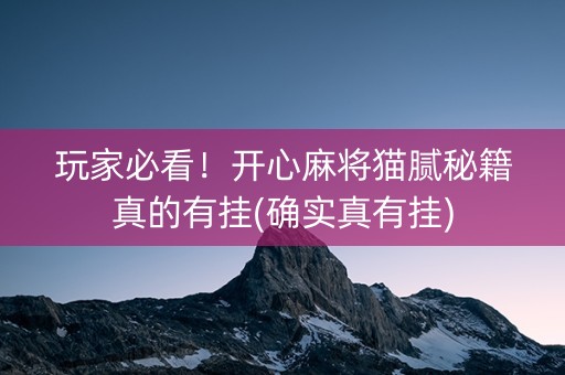 玩家必看！开心麻将猫腻秘籍真的有挂(确实真有挂)