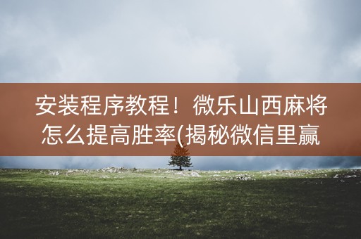 安装程序教程！微乐山西麻将怎么提高胜率(揭秘微信里赢牌的技巧)
