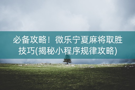 必备攻略！微乐宁夏麻将取胜技巧(揭秘小程序规律攻略)