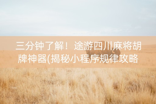 三分钟了解！途游四川麻将胡牌神器(揭秘小程序规律攻略)