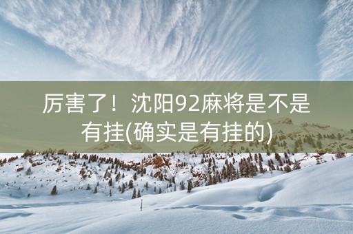 厉害了！沈阳92麻将是不是有挂(确实是有挂的)