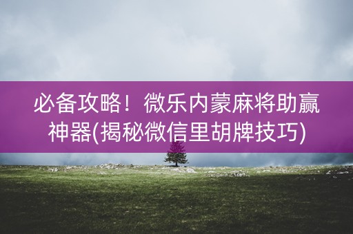 必备攻略！微乐内蒙麻将助赢神器(揭秘微信里胡牌技巧)