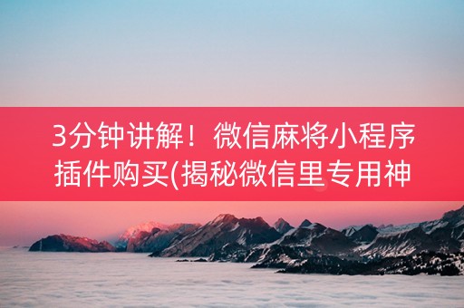 3分钟讲解！微信麻将小程序插件购买(揭秘微信里专用神器下载)