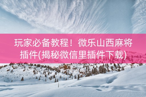 玩家必备教程！微乐山西麻将插件(揭秘微信里插件下载)