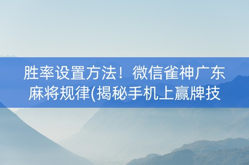 胜率设置方法！微信雀神广东麻将规律(揭秘手机上赢牌技巧)