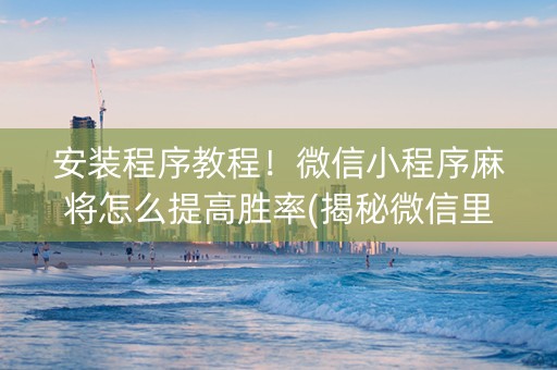 安装程序教程！微信小程序麻将怎么提高胜率(揭秘微信里插件免费)