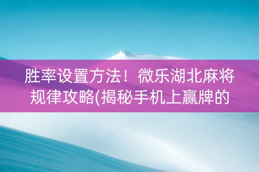 胜率设置方法！微乐湖北麻将规律攻略(揭秘手机上赢牌的技巧)