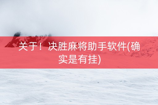 关于！决胜麻将助手软件(确实是有挂)