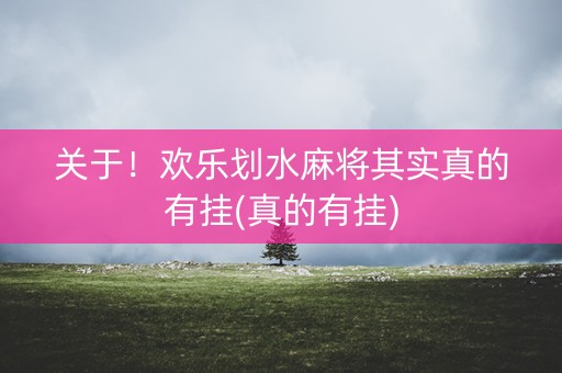 关于！欢乐划水麻将其实真的有挂(真的有挂)