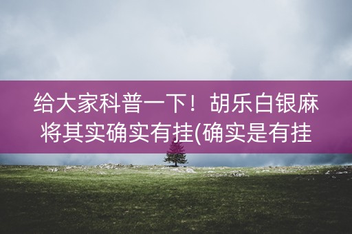 给大家科普一下！胡乐白银麻将其实确实有挂(确实是有挂)