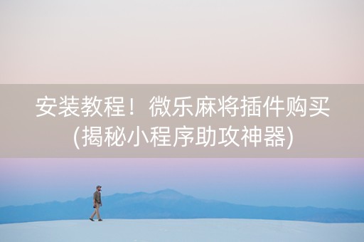安装教程！微乐麻将插件购买(揭秘小程序助攻神器)