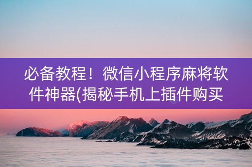 必备教程！微信小程序麻将软件神器(揭秘手机上插件购买)