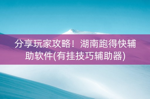 分享玩家攻略！湖南跑得快辅助软件(有挂技巧辅助器)