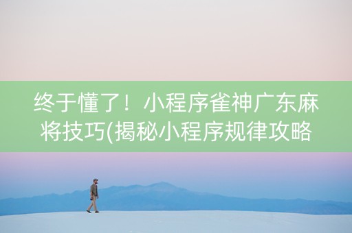 终于懂了！小程序雀神广东麻将技巧(揭秘小程序规律攻略)