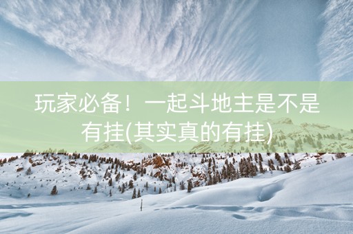 玩家必备！一起斗地主是不是有挂(其实真的有挂)