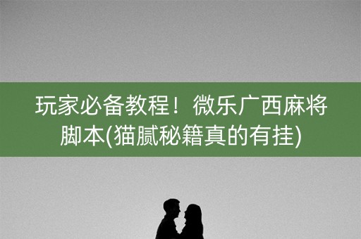 玩家必备教程！微乐广西麻将脚本(猫腻秘籍真的有挂)