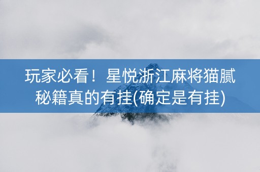 玩家必看！星悦浙江麻将猫腻秘籍真的有挂(确定是有挂)