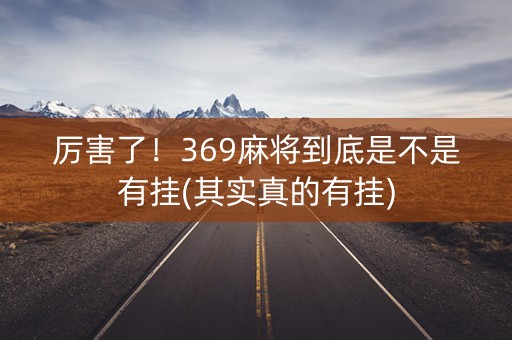 厉害了！369麻将到底是不是有挂(其实真的有挂)