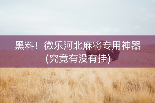 黑料！微乐河北麻将专用神器(究竟有没有挂)
