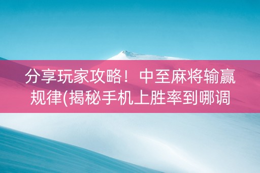 分享玩家攻略！中至麻将输赢规律(揭秘手机上胜率到哪调)