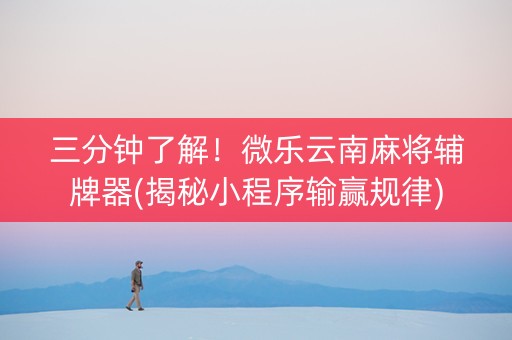 三分钟了解！微乐云南麻将辅牌器(揭秘小程序输赢规律)