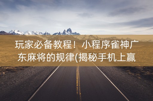 玩家必备教程！小程序雀神广东麻将的规律(揭秘手机上赢的诀窍)