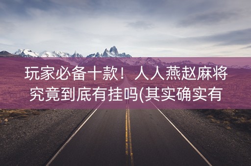 玩家必备十款！人人燕赵麻将究竟到底有挂吗(其实确实有挂)