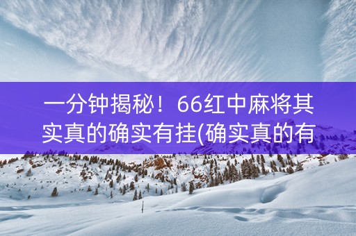 一分钟揭秘！66红中麻将其实真的确实有挂(确实真的有挂)