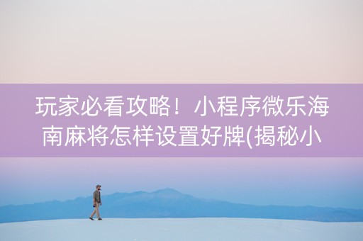 玩家必看攻略！小程序微乐海南麻将怎样设置好牌(揭秘小程序插件购买)