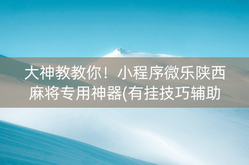 大神教教你！小程序微乐陕西麻将专用神器(有挂技巧辅助器)