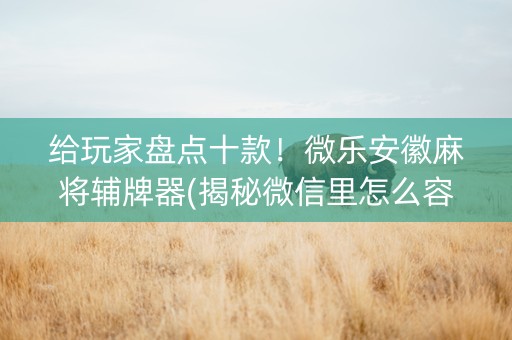 给玩家盘点十款！微乐安徽麻将辅牌器(揭秘微信里怎么容易赢)