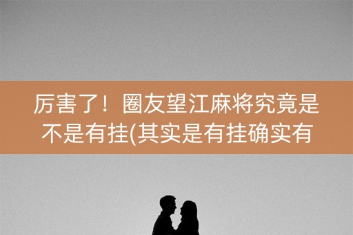 厉害了！圈友望江麻将究竟是不是有挂(其实是有挂确实有挂)