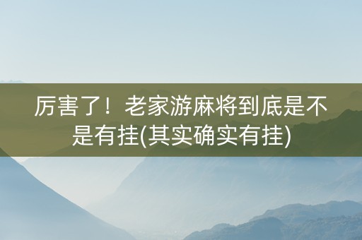 厉害了！老家游麻将到底是不是有挂(其实确实有挂)