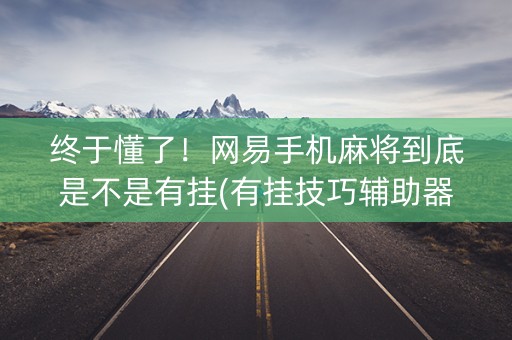 终于懂了！网易手机麻将到底是不是有挂(有挂技巧辅助器)