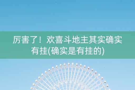 厉害了！欢喜斗地主其实确实有挂(确实是有挂的)