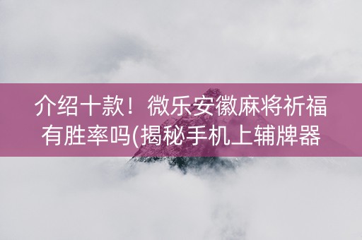 介绍十款！微乐安徽麻将祈福有胜率吗(揭秘手机上辅牌器)