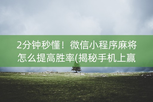 2分钟秒懂！微信小程序麻将怎么提高胜率(揭秘手机上赢的诀窍)