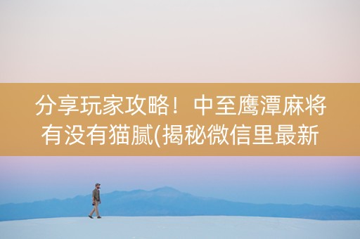 分享玩家攻略！中至鹰潭麻将有没有猫腻(揭秘微信里最新神器下载)