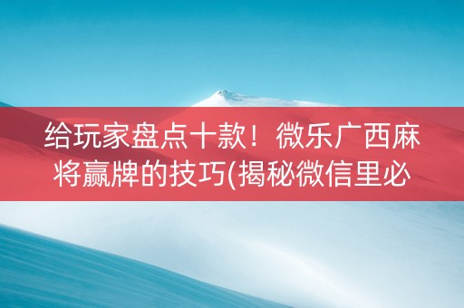 给玩家盘点十款！微乐广西麻将赢牌的技巧(揭秘微信里必备神器)