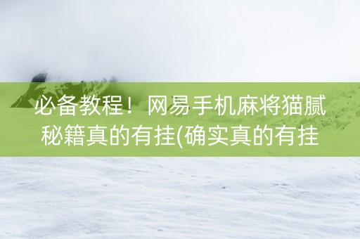 必备教程！网易手机麻将猫腻秘籍真的有挂(确实真的有挂)