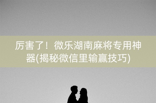 厉害了！微乐湖南麻将专用神器(揭秘微信里输赢技巧)