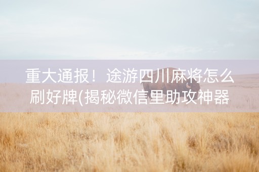 重大通报！途游四川麻将怎么刷好牌(揭秘微信里助攻神器)